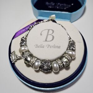 Bella Perlina Bracelet Deluxe Charm Bead Silver Tone Cruise Boat Adjustable NIB